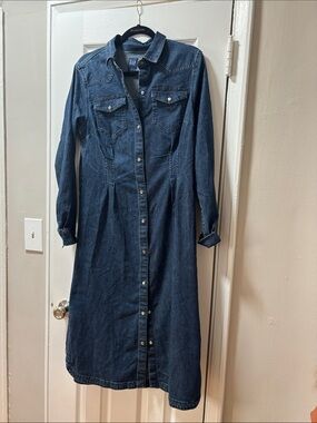 NWOT GAP Indigo Denim Button-Front Long Sleeve Shirt Dress M